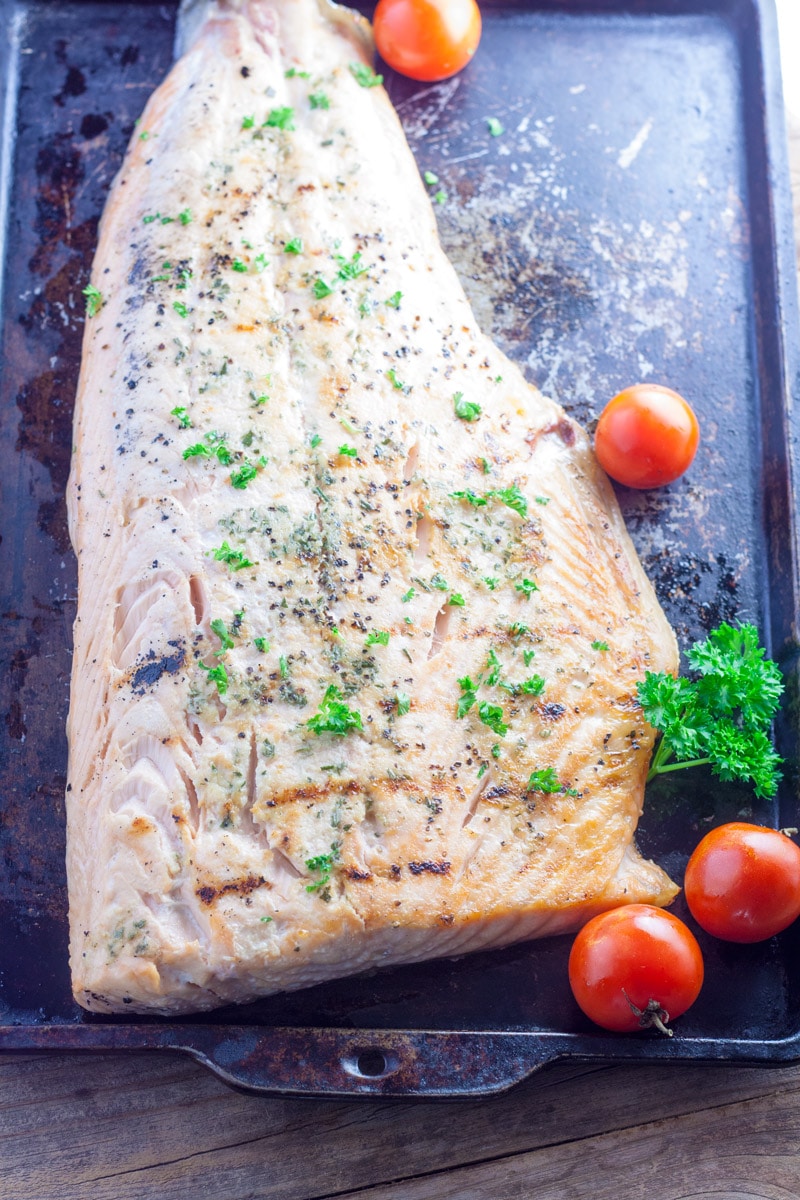 Roasted Garlic Rosemary Salmon Binky's Culinary Carnival