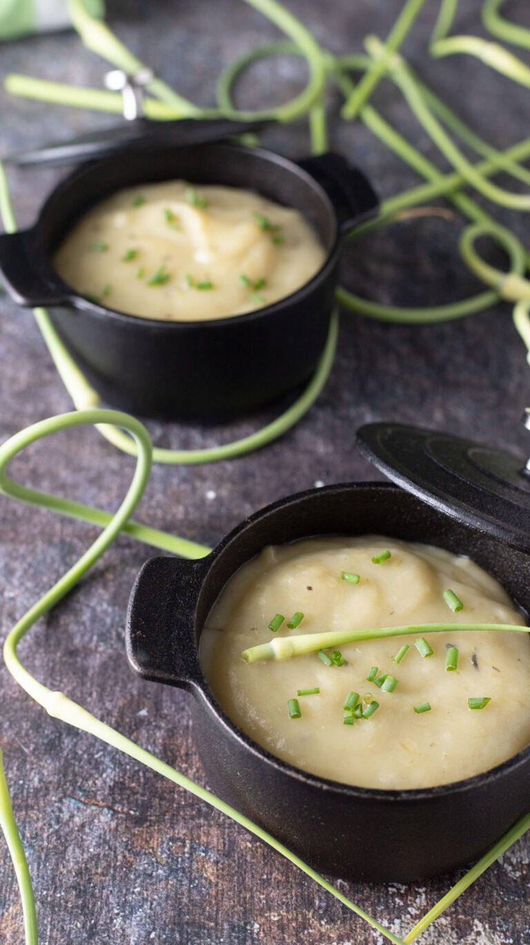Potato Garlic Scape Soup Broth Binky's Culinary Carnival