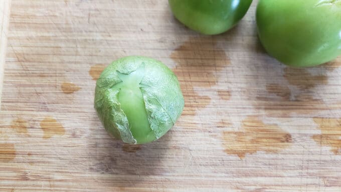 Whole tomatillos on board.