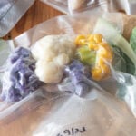 Vacuum packed package of frozen cauliflower.