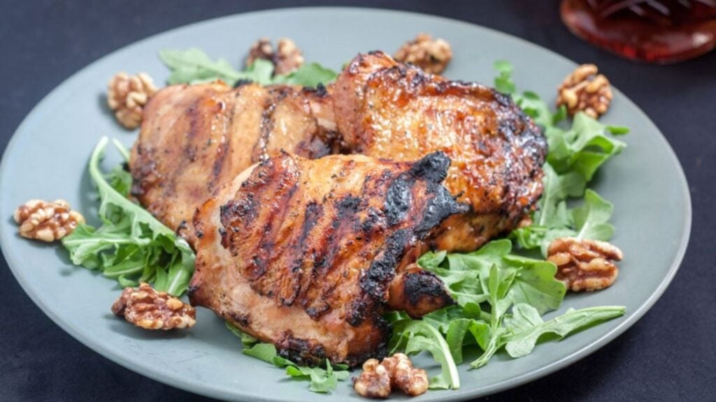 Maple chicken with veggies.