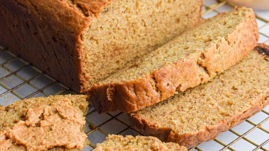 Banana bread with peanut butter.