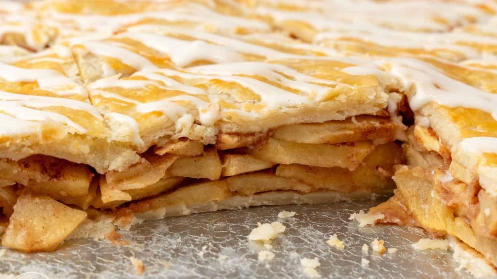 Apple slab pie close up.