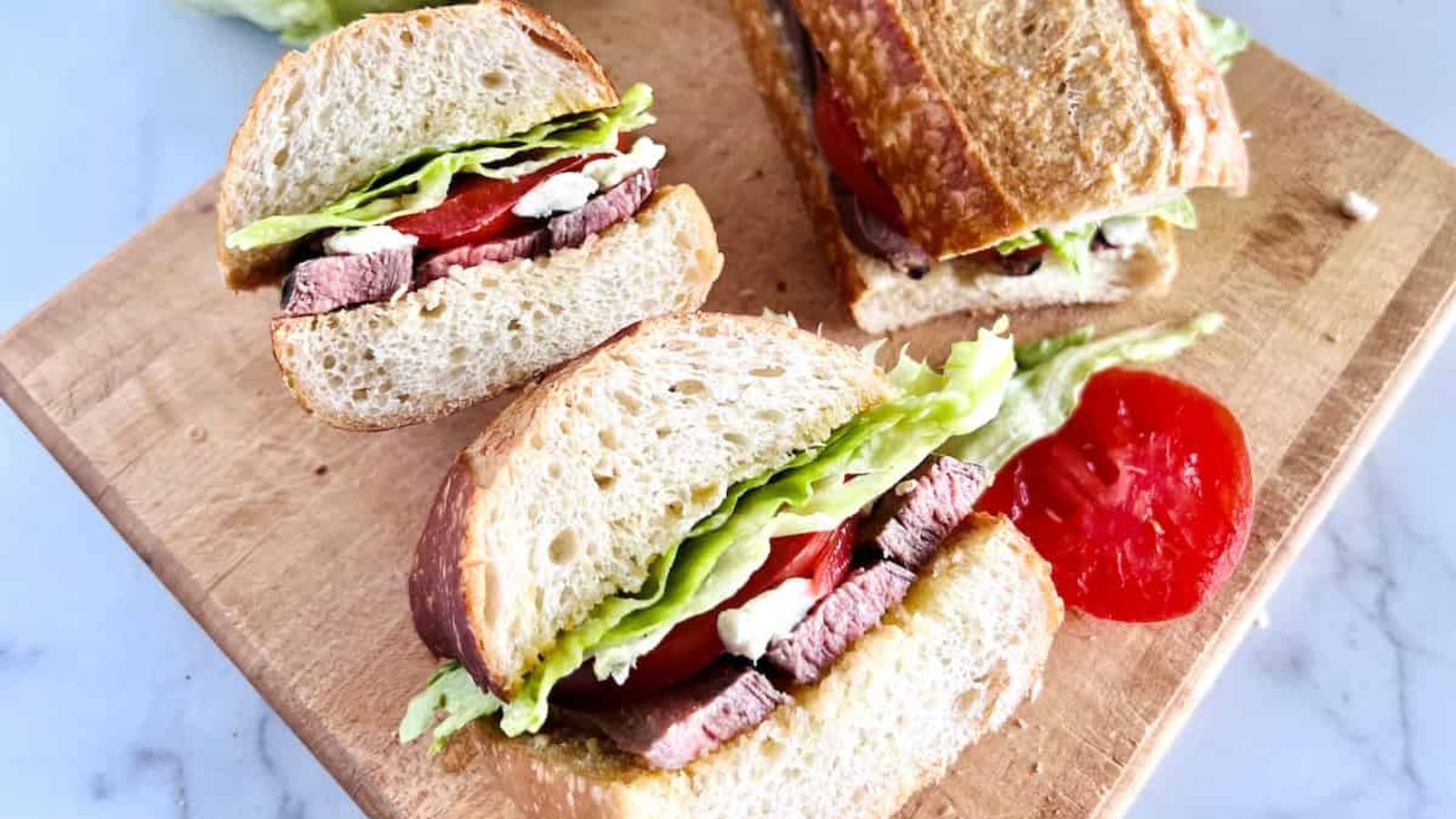 Slices of steak sandwiches.