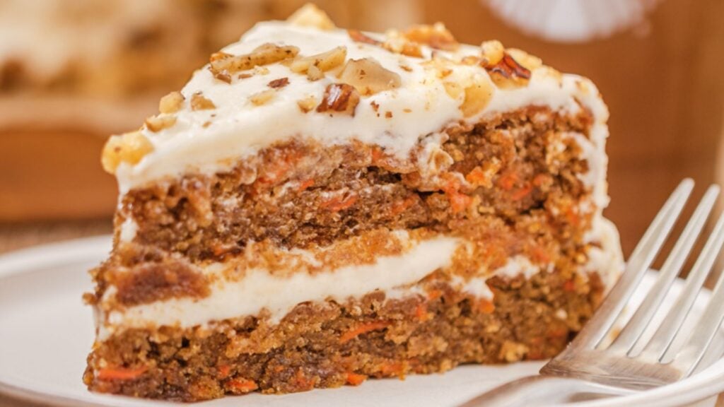 A slice of carrot cake.