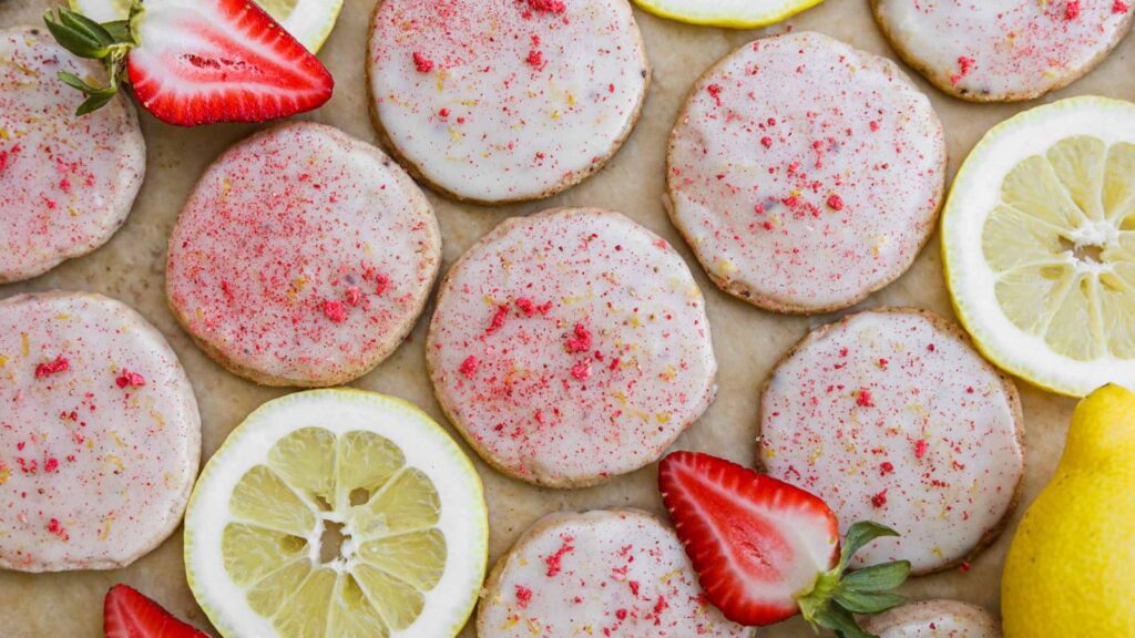 Lemonade cookies with strawberries.