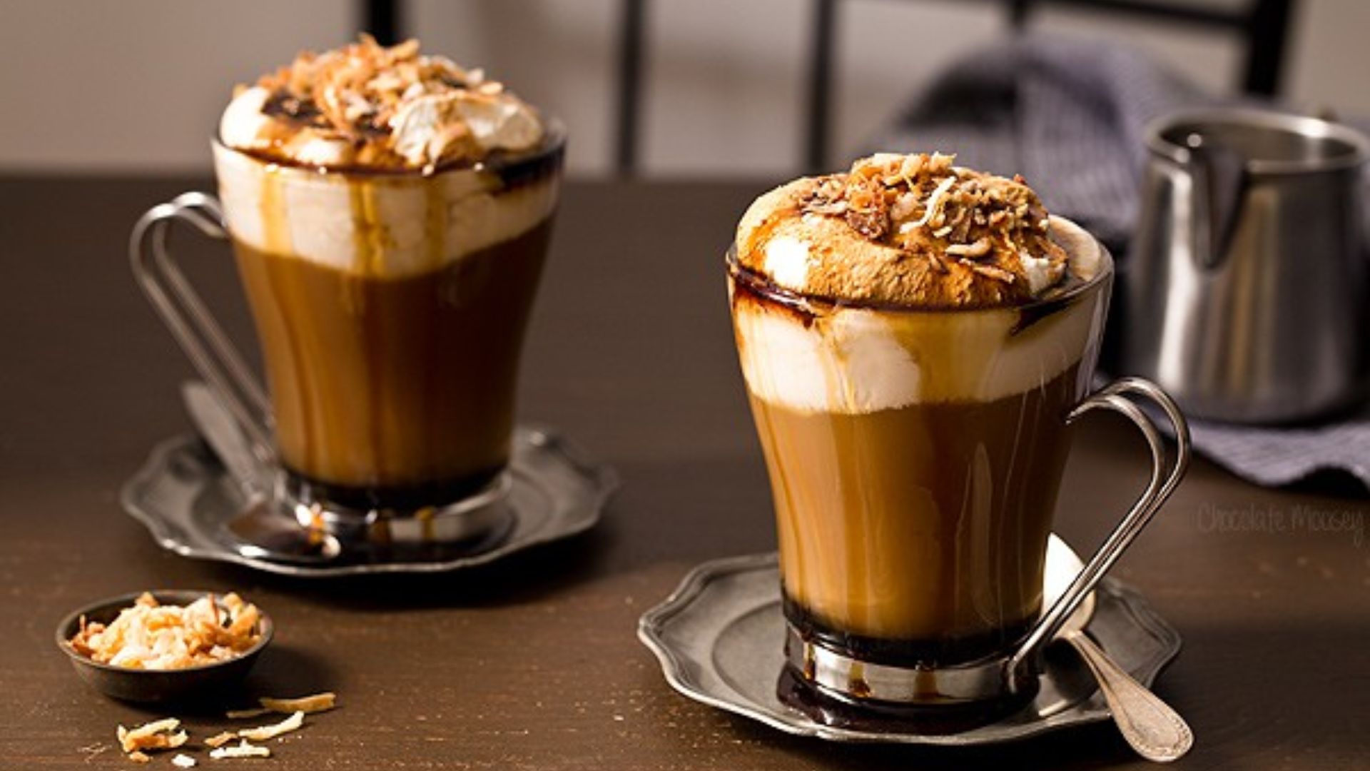 Coconut mocha in glasses.