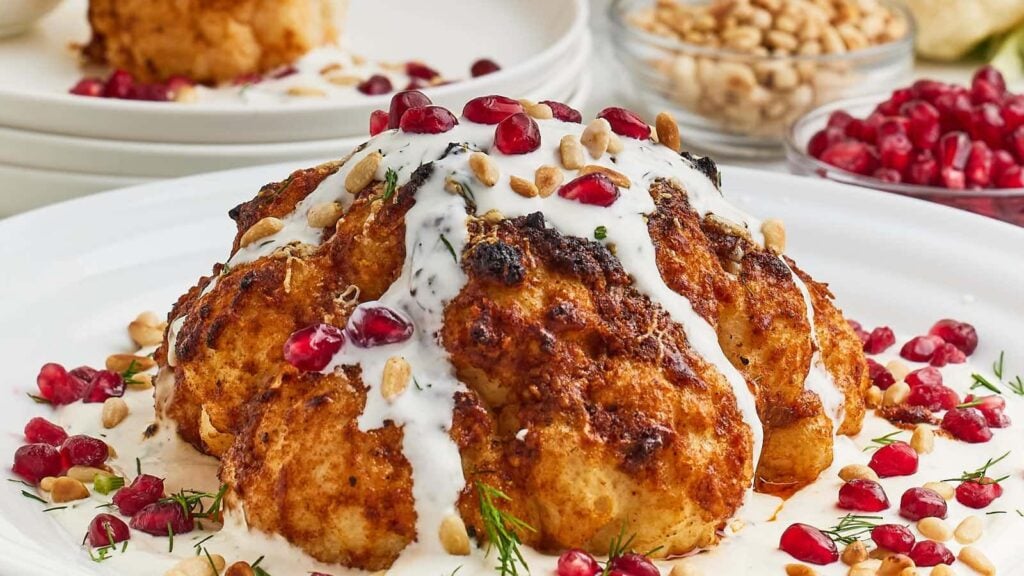 Roasted cauliflower on a plate.