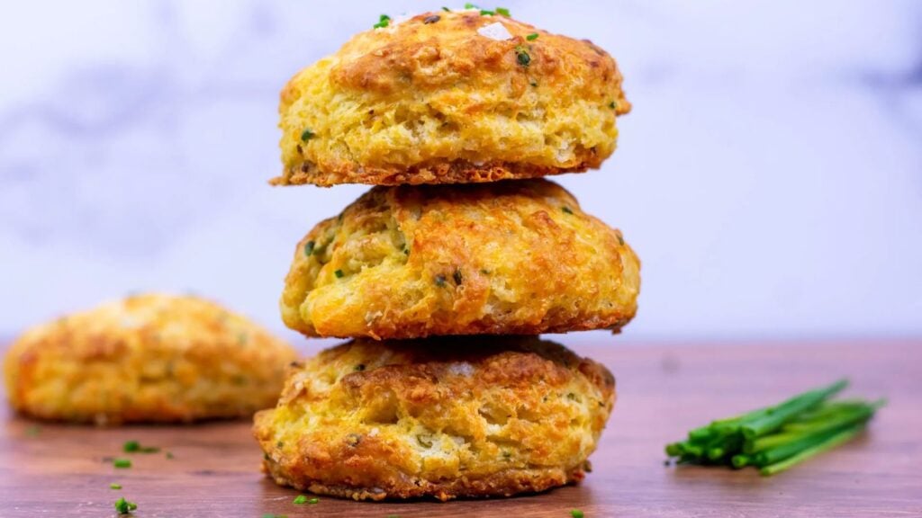 Stack of sourdough biscuits.