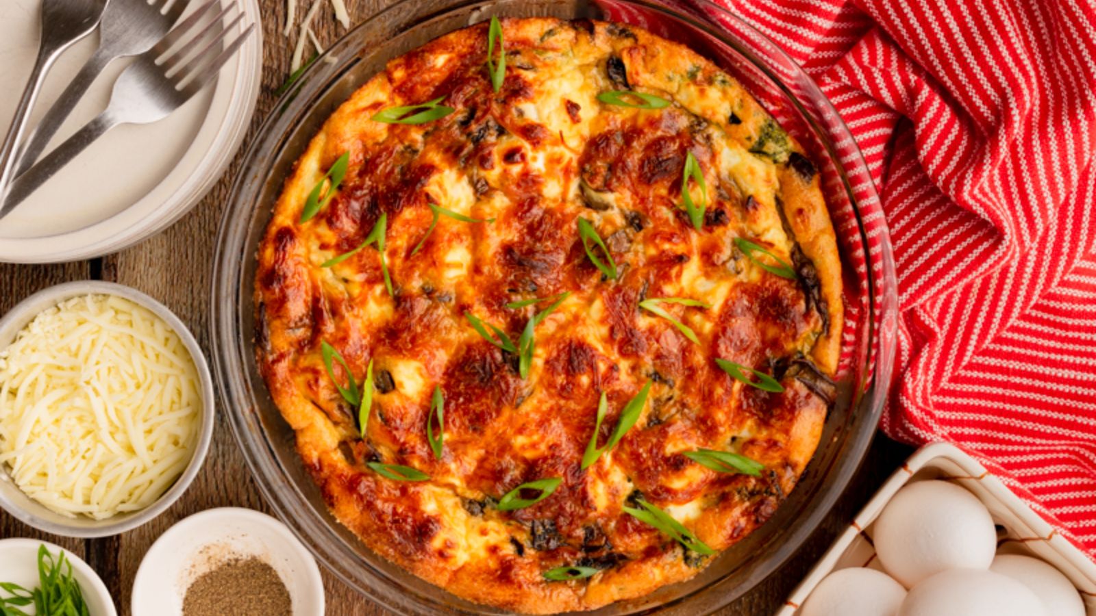 A whole spinach mushroom quiche.