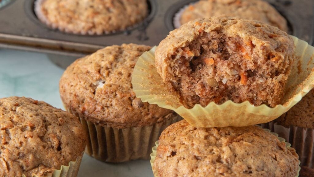 Carrot muffins close up shot.