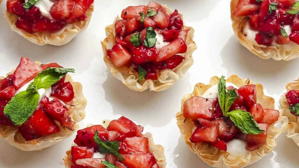 Phyllo cups with berries.