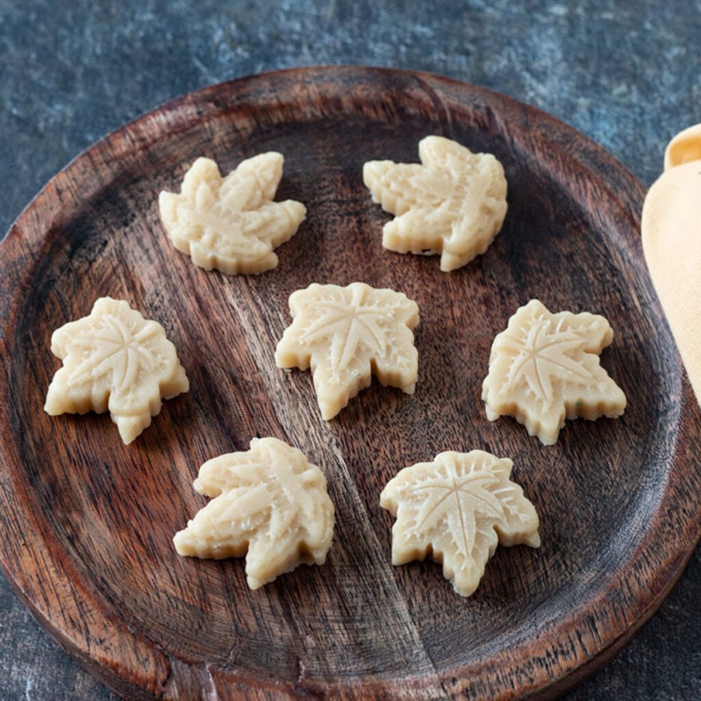 Maple candy in the shape of maple leaves.