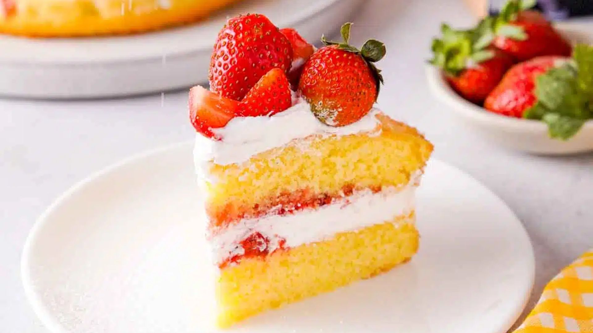 A slice of cake on a plate.