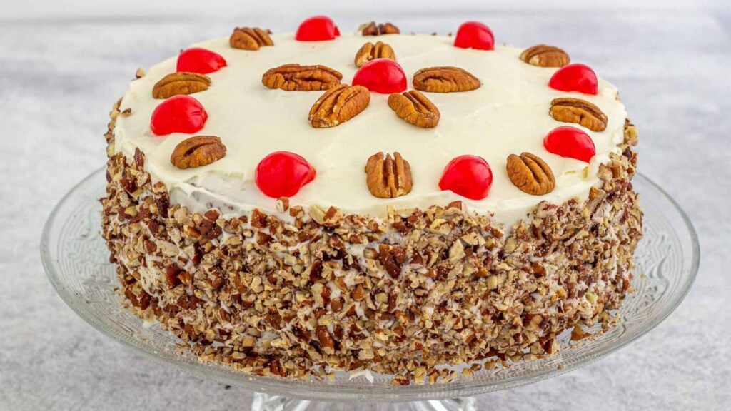 Close up shot of Claire's nut cake.