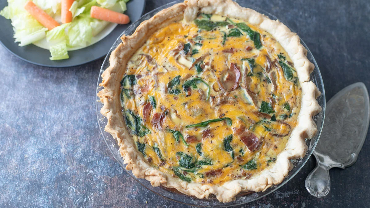 Spinach and caramelized onion quiche