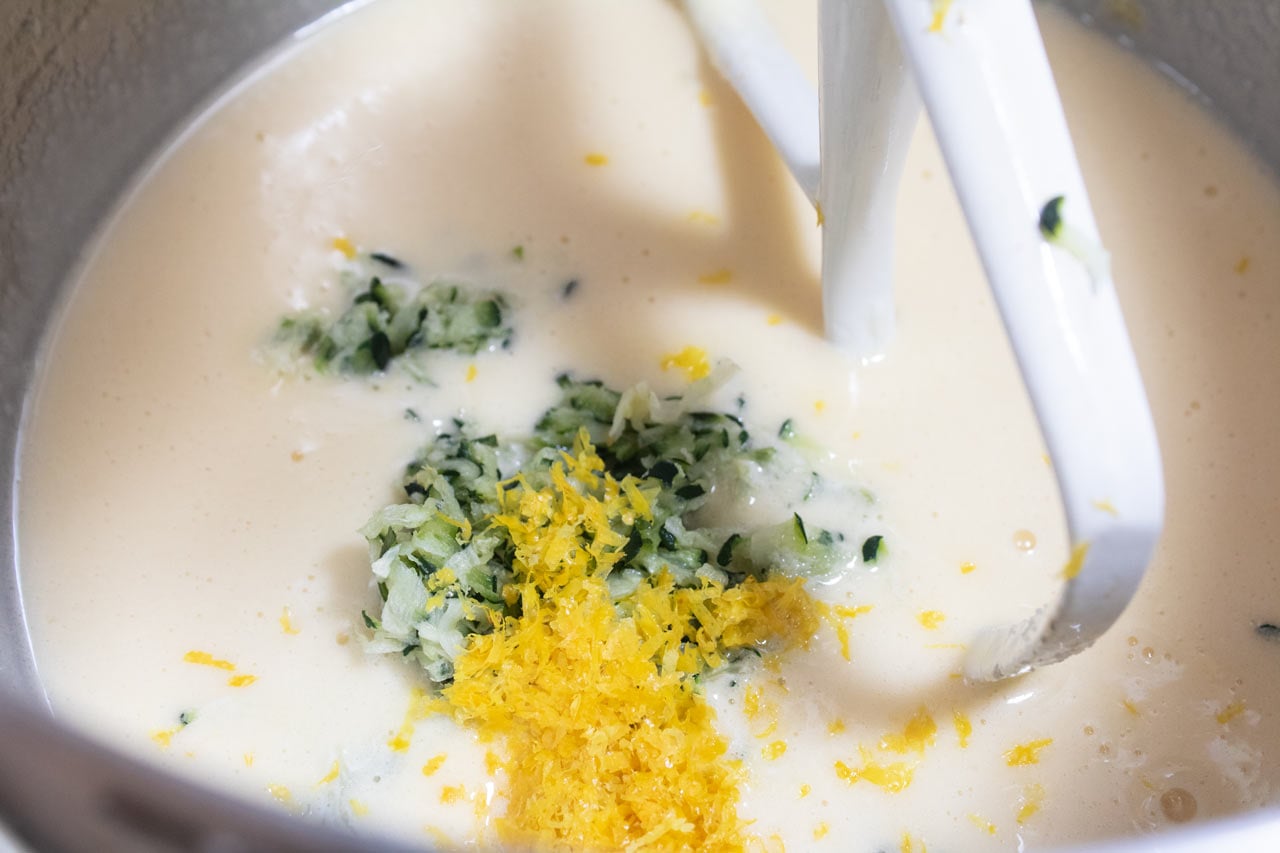 lemon and zucchini added to the batter.