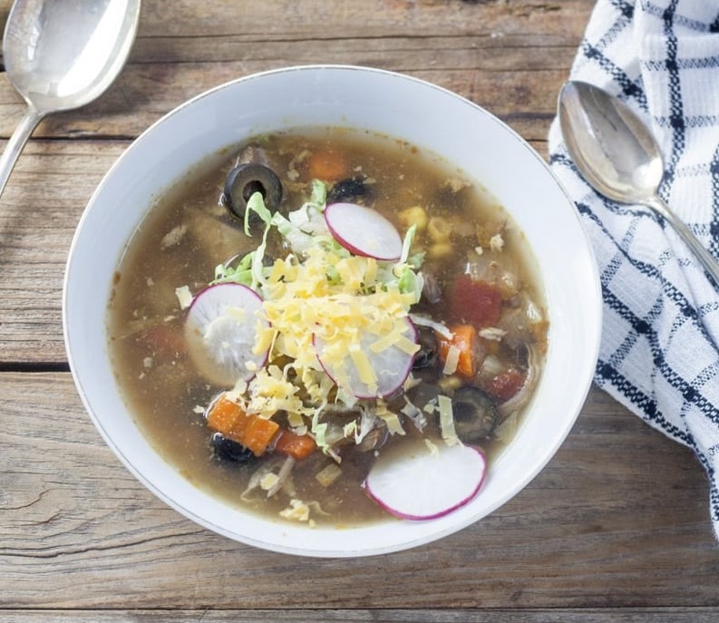 Mexican turkey soup with leftovers