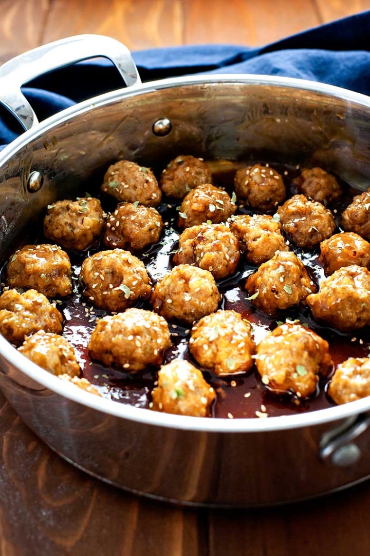 TEriyaki pork and shrimp meatballs