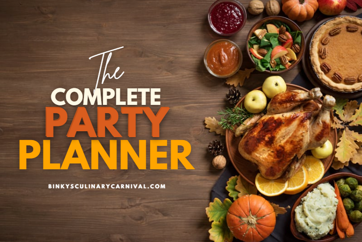 The Complete Party Planner image with graphics and a holiday table.