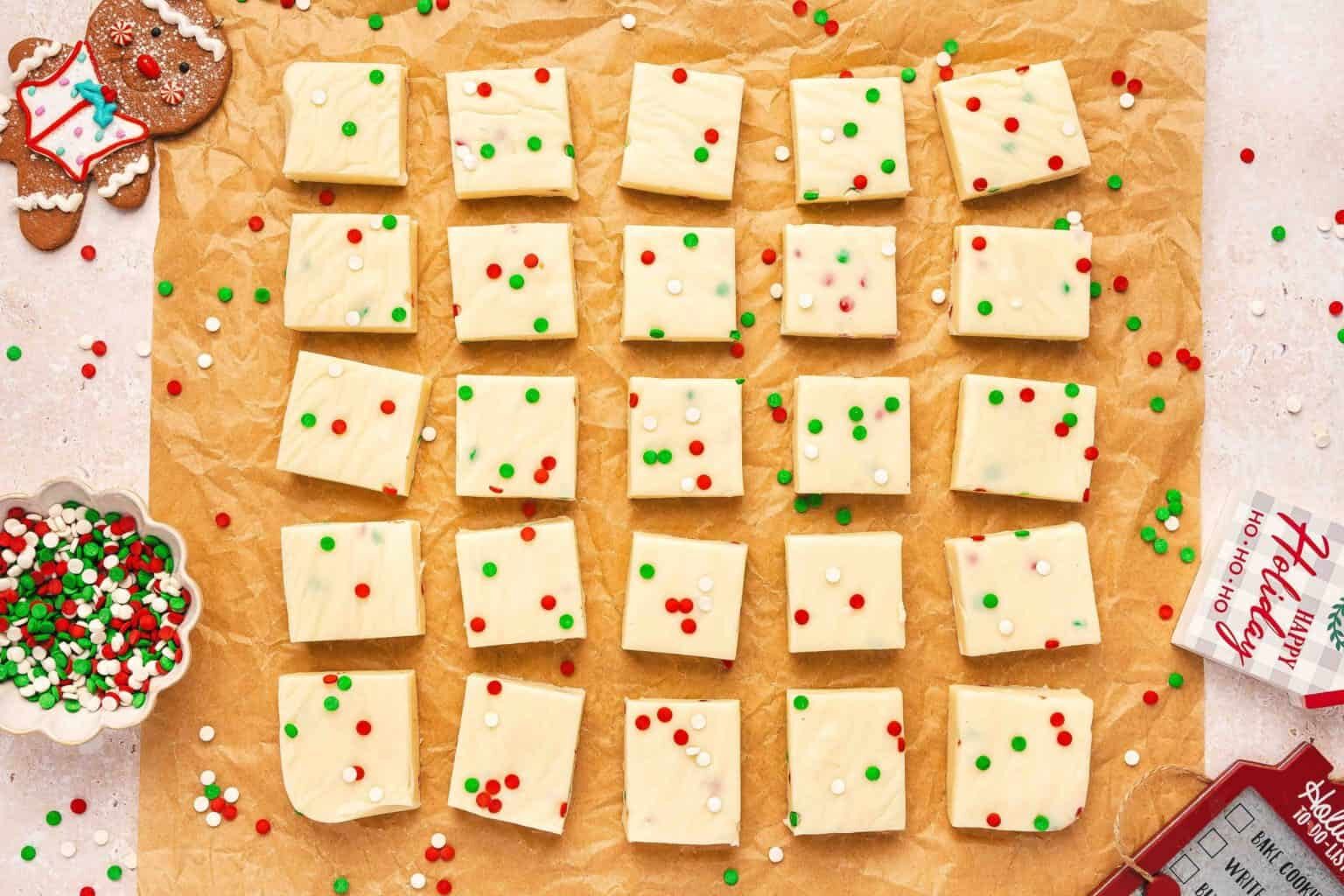 An overhead shot of Easy 3-Ingredient Sugar Cookie Fudge