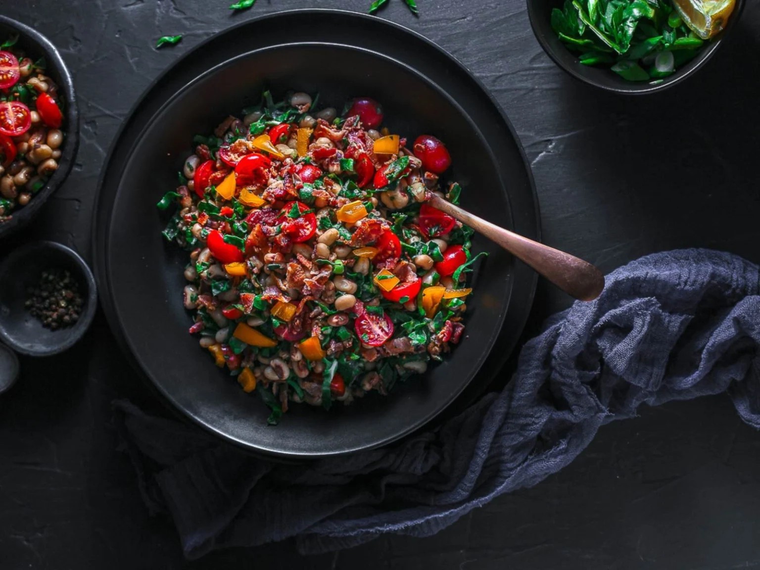 An overhead shot of Black-eyed Bean Salad