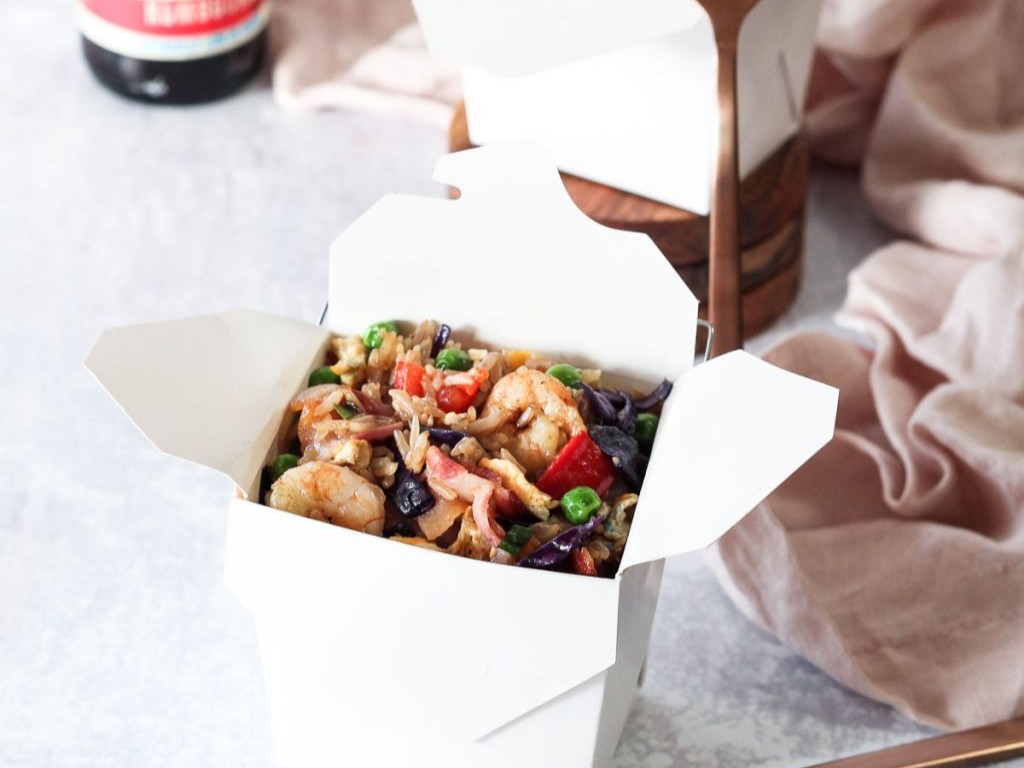 A box of Deluxe World's Best Fried Rice (TM)