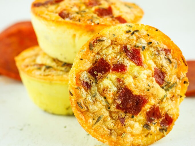 Pepperoni Pizza Cottage Cheese Egg Muffins
