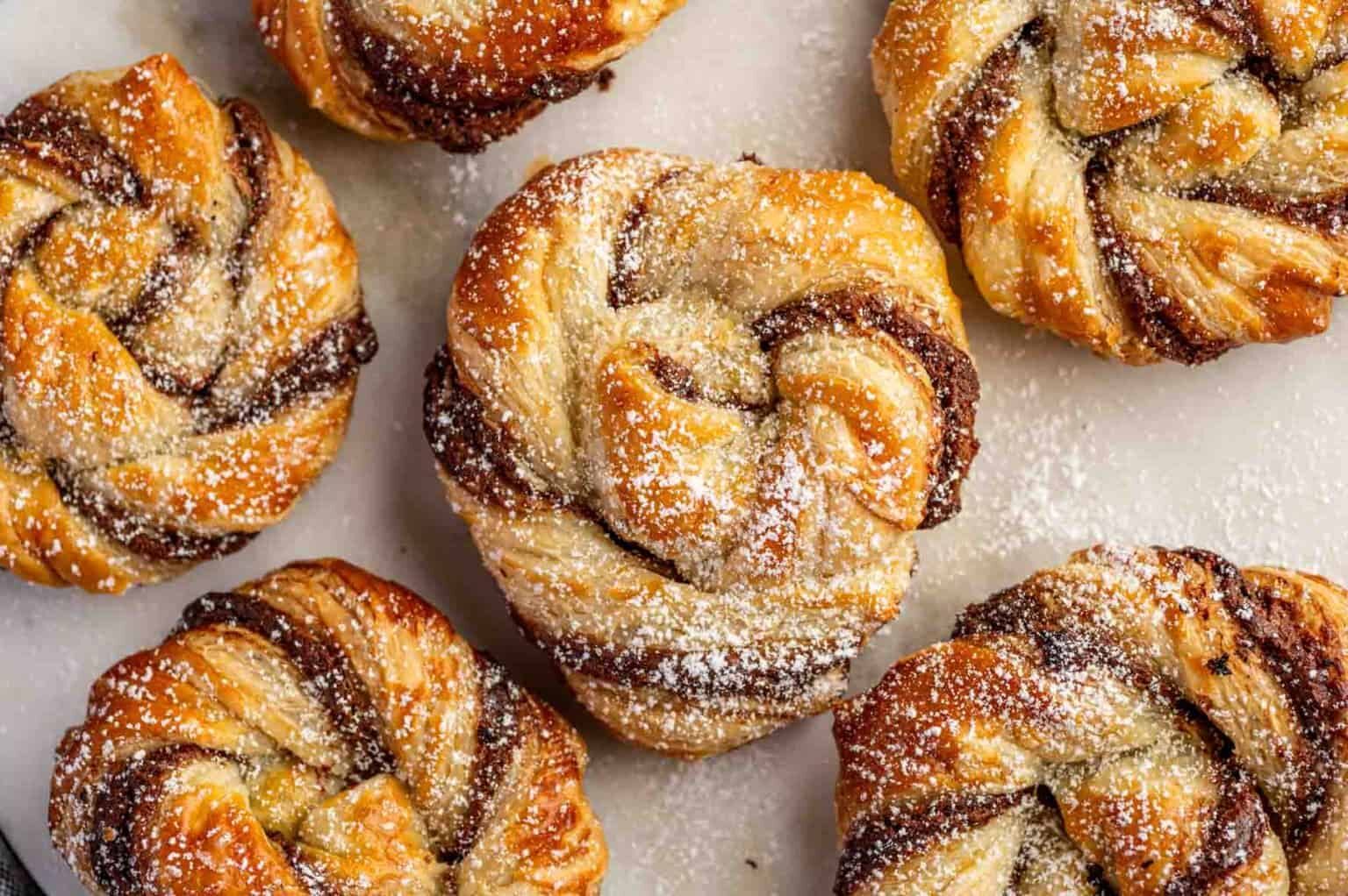 An overhead shot of Nutella Puff Pastry