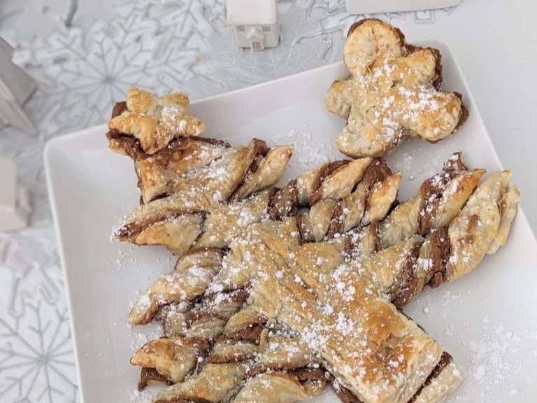 Easy Biscoff Puff Pastry Christmas Tree Holiday Dessert Recipe