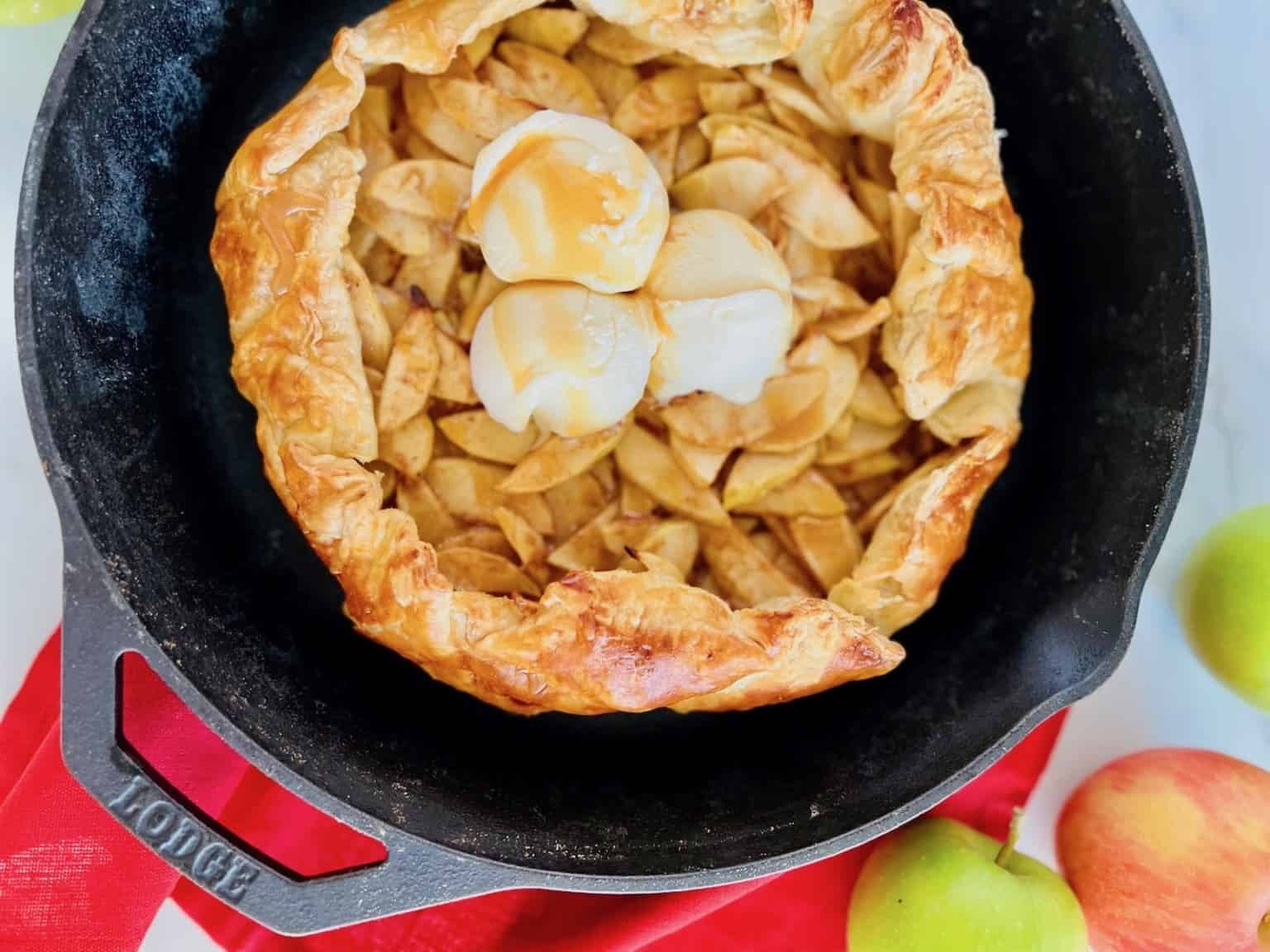 An overhead shot of Puff Pastry Apple Galette