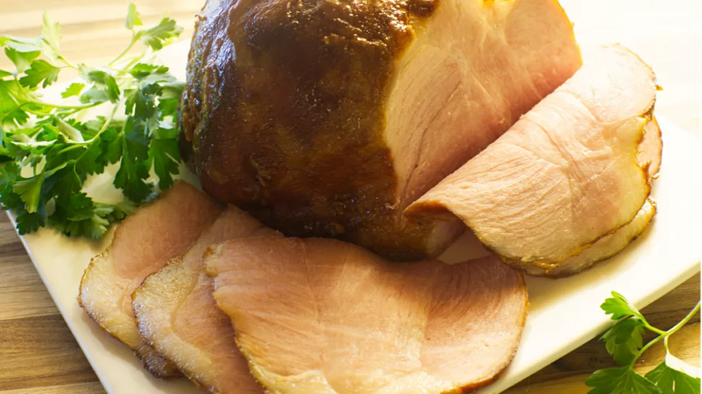 A close up shot of Double Smoked Ham