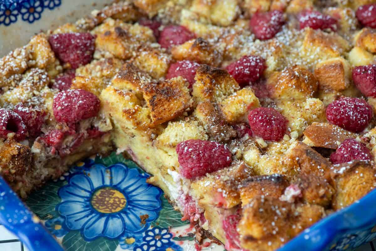 Raspberry Brioche French Toast Casserole