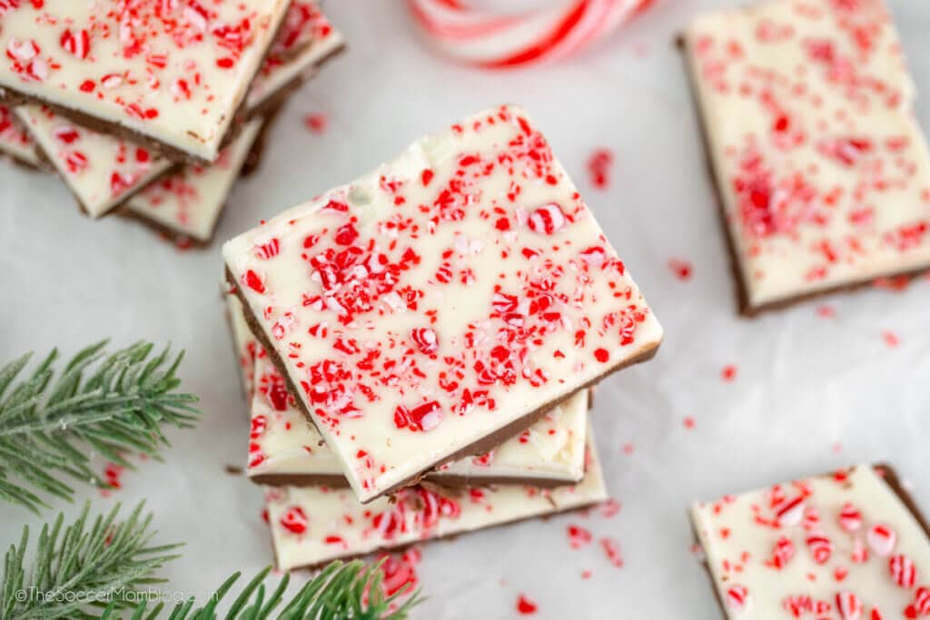 An overhead shot of Easy Peppermint Bark.