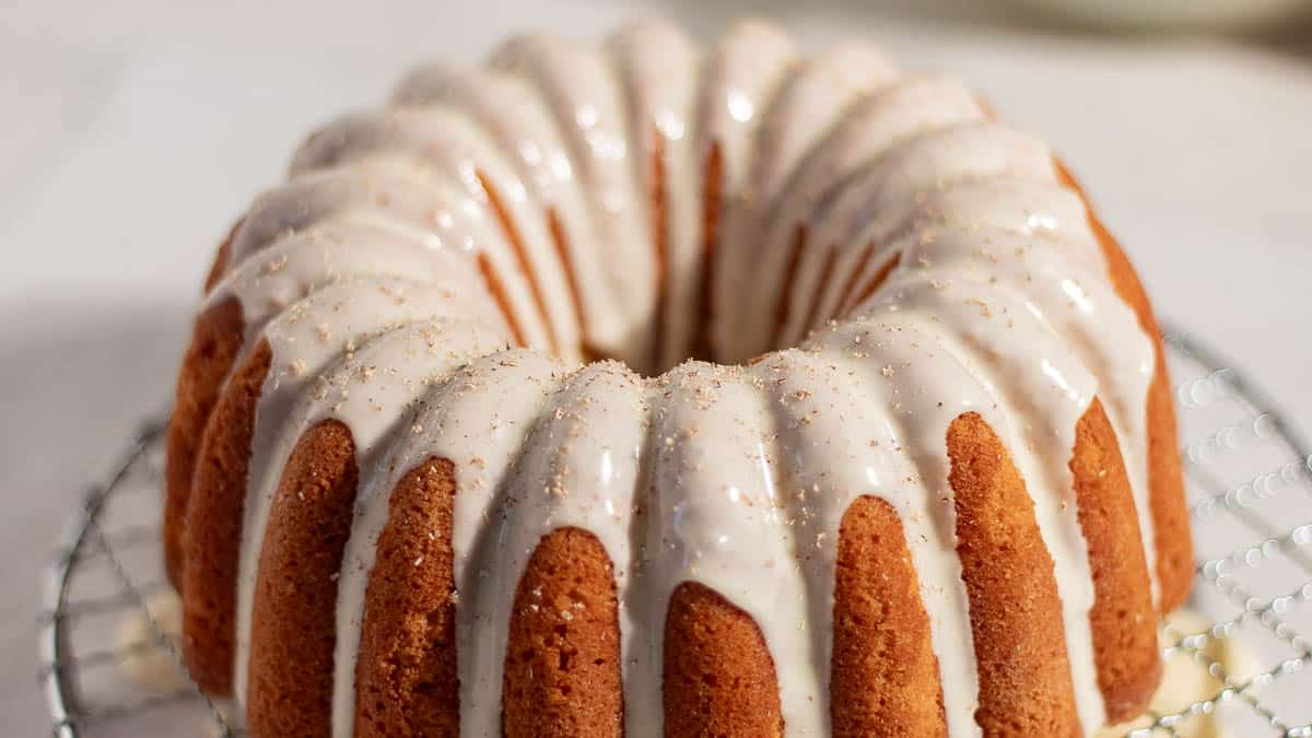 A close up of Eggnog Pound Cake