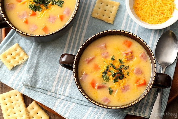 A bowl of Ham and Cheese Soup.