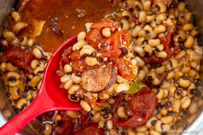 A spoonful of Instant Pot Black Eyed Peas