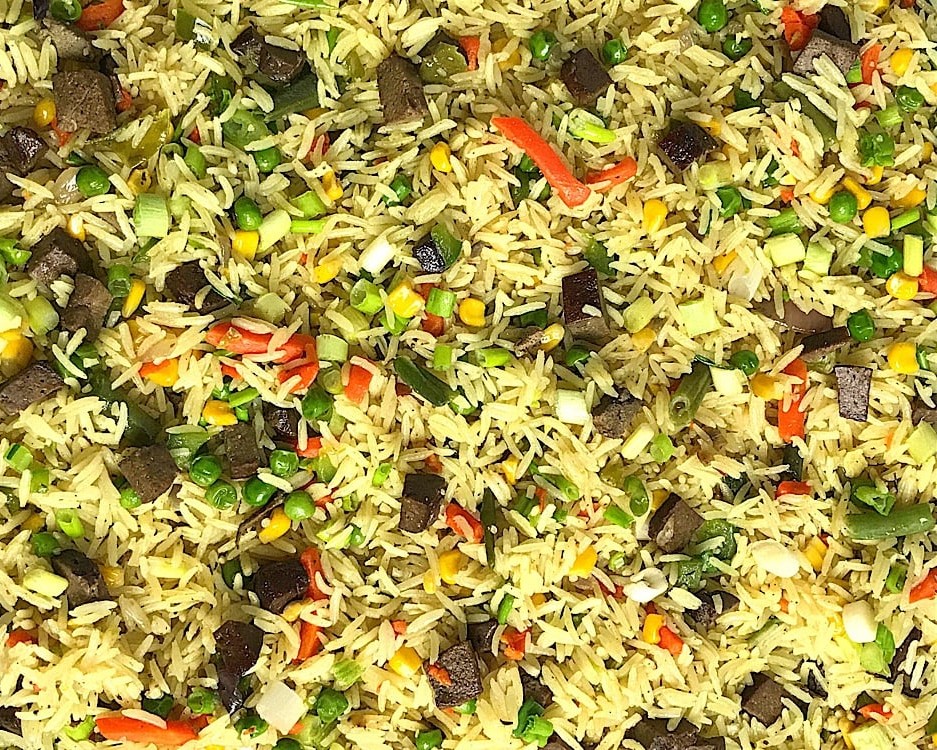 An overhead shot of Authentic Nigerian Fried Rice.