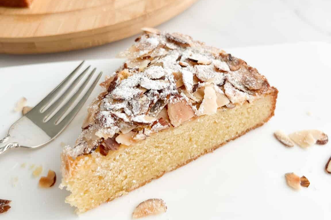 A slice of Italian Almond Cake.