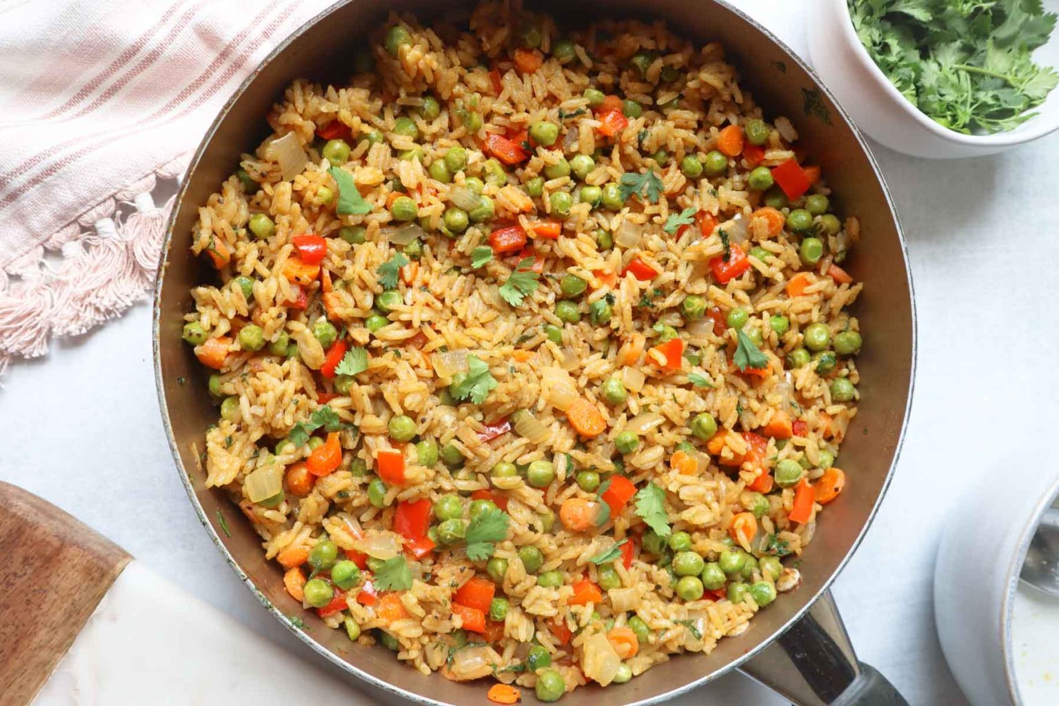 A pan of The Best Green Curry Fried Rice