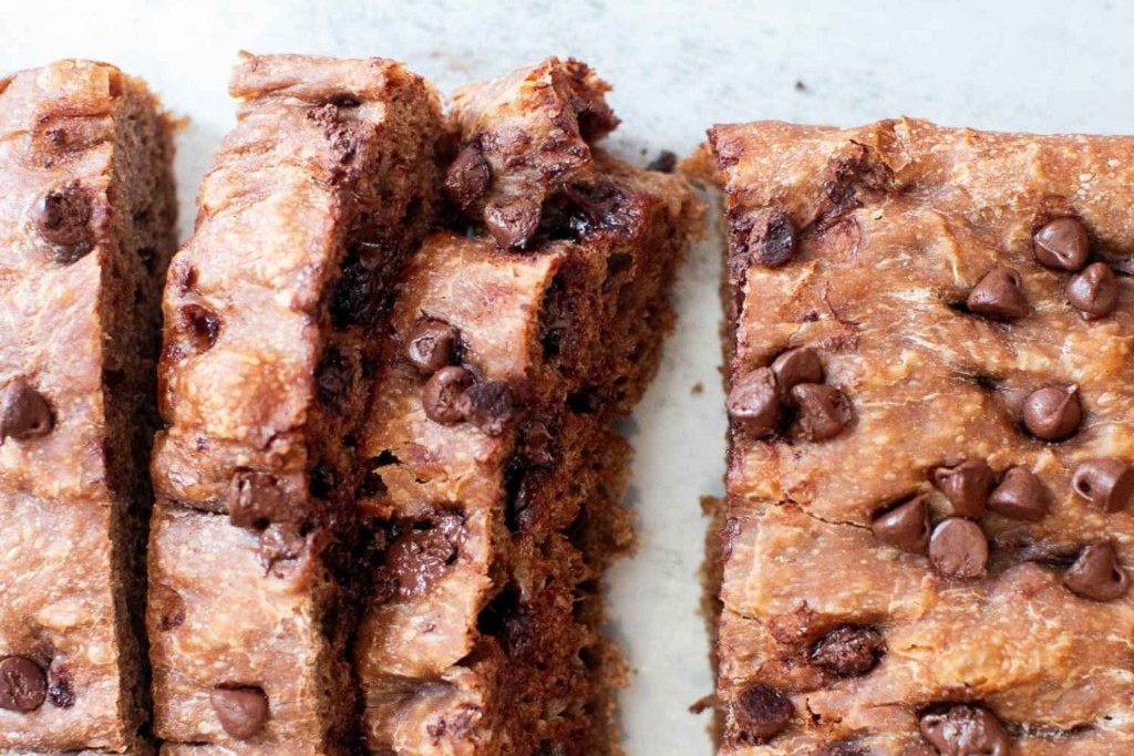 An overhead shot of Sourdough Chocolate Chip Focaccia