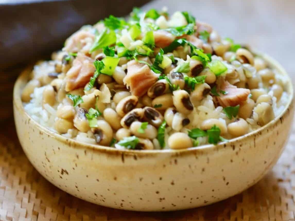 A bowl of Black-Eyed Peas and Rice (Hoppin’ John)