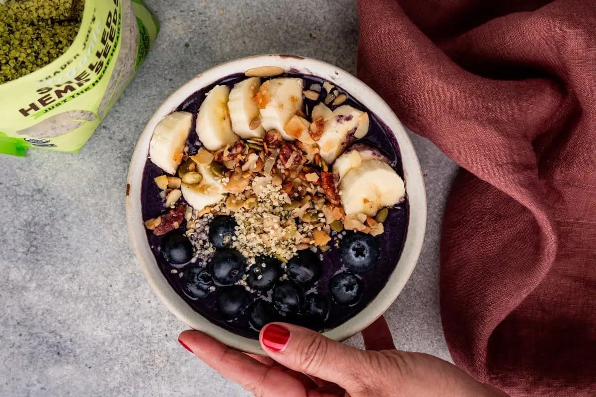 High Protein Acai Bowl with Blueberries
