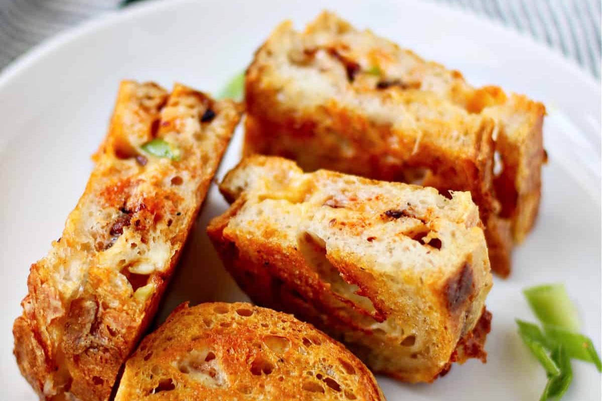 Chili Crisp Grilled Cheese with Homemade Crusty Cheese Bread
