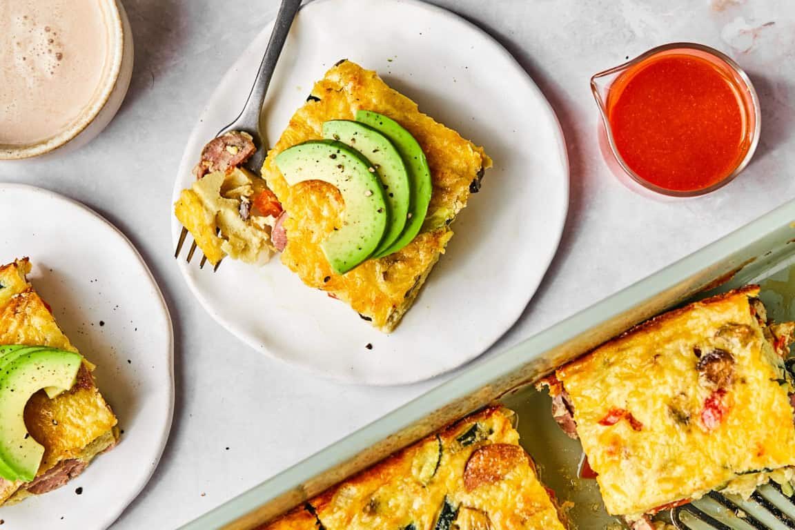 Easy Cottage Cheese Egg Bake with Chicken Sausage
