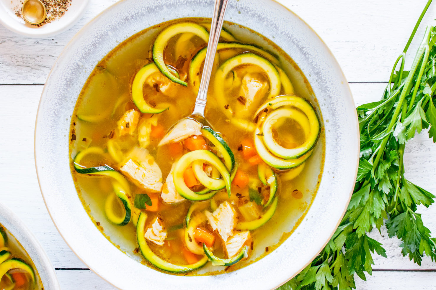 Chicken Soup With Zucchini Noodles
