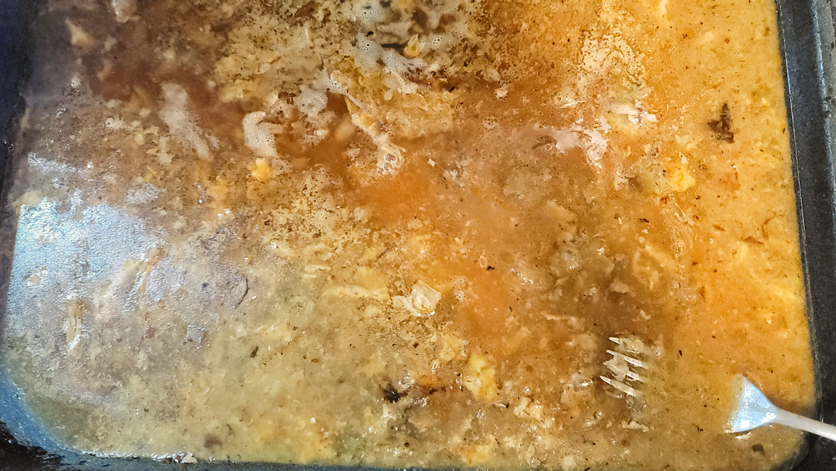 Cornstarch added to the gravy.