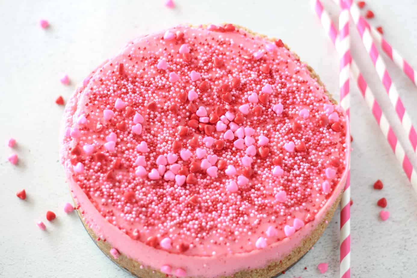 Hot Pink Valentine’s Day Cheesecake