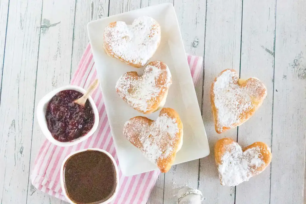 Heart Beignets Recipe with Chocolate Sauce for Valentine’s
