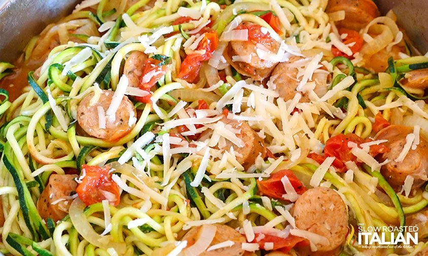 Zucchini Noodles with Sausage + Video
